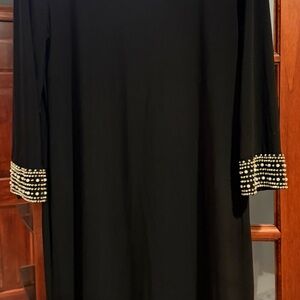 Elegant Black Dress with Pearl Accents